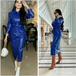 NWT ZARA MIDI FAUX LEATHER SHIRT DRESS Blogger's F